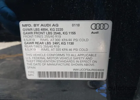 2018 Audi Q3 2.0T Premium/2.0T Sport Premium from USA, damaged, VIN WA1JCCFS4JR024928